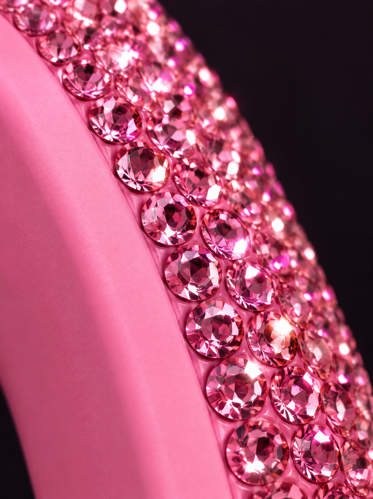 Close macro of the faceted crystals set in rows into the shell